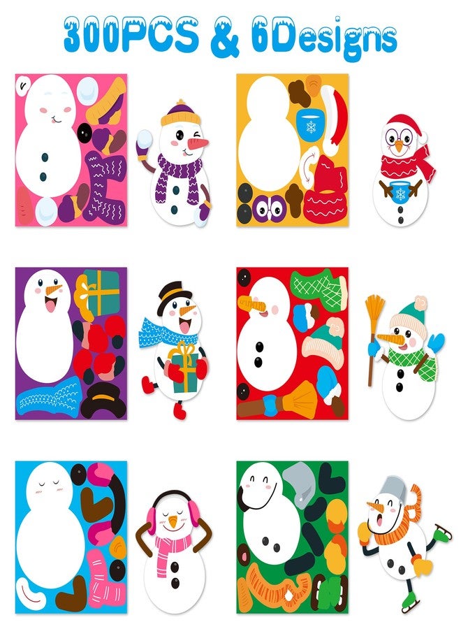 ANGOLIO 300Pcs Snowman Make a Face Stickers Scene Roll in 6 Designs Style with DIY Snowman, Suitable for Classroom School Party Decoration Accessories Back to School Day or Winter Party Gift Supplies - Image 2